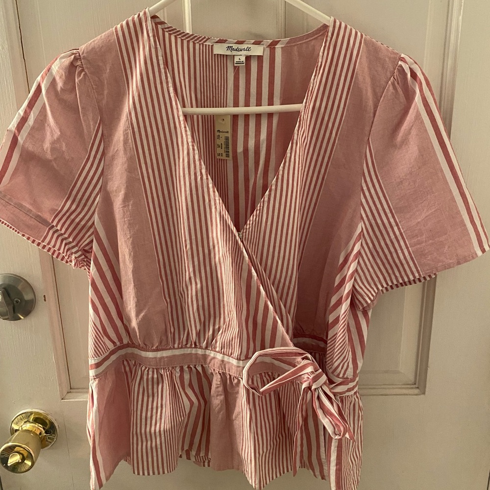 Madewell Pink & White Striped Shirt